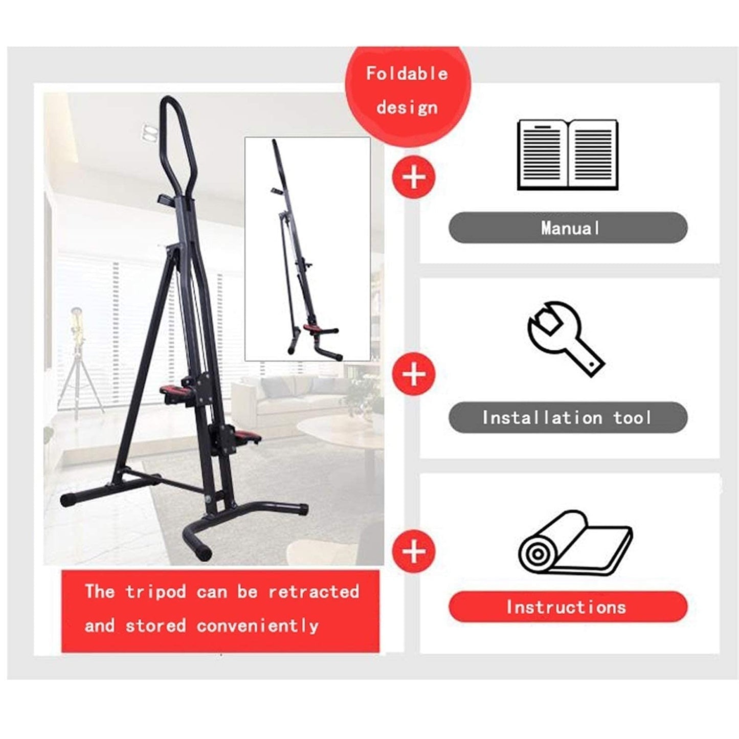 Vertical Climber for Home Gym, Heavy Duty Climbing Exercise Climber Folding Home Stair Climber Machine Cardio Body Worko