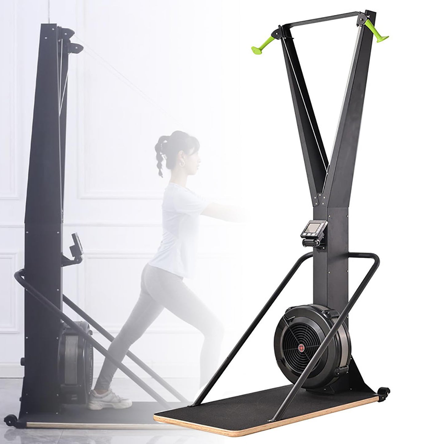 Ski Exercise Machine with Display Monitor, Indoor Ski Machine, Elliptical Cross Trainer, Ski Exercise Machine Strength Training Leg Machine, Cardio Exercise Equipment