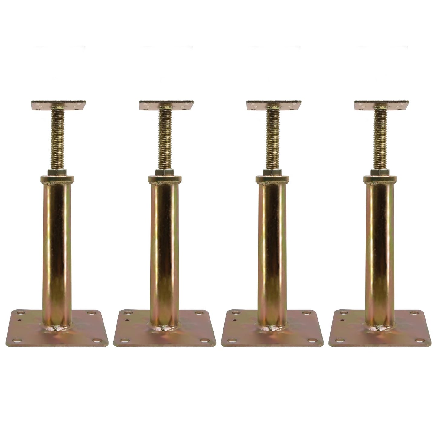 4 Pack Adjustable House Floor Jacks – 11"-16" Heavy Duty House Jacks for Leveling, Steel Support Posts for Beams, Decks, Crawl Spaces, Basements-Bronze