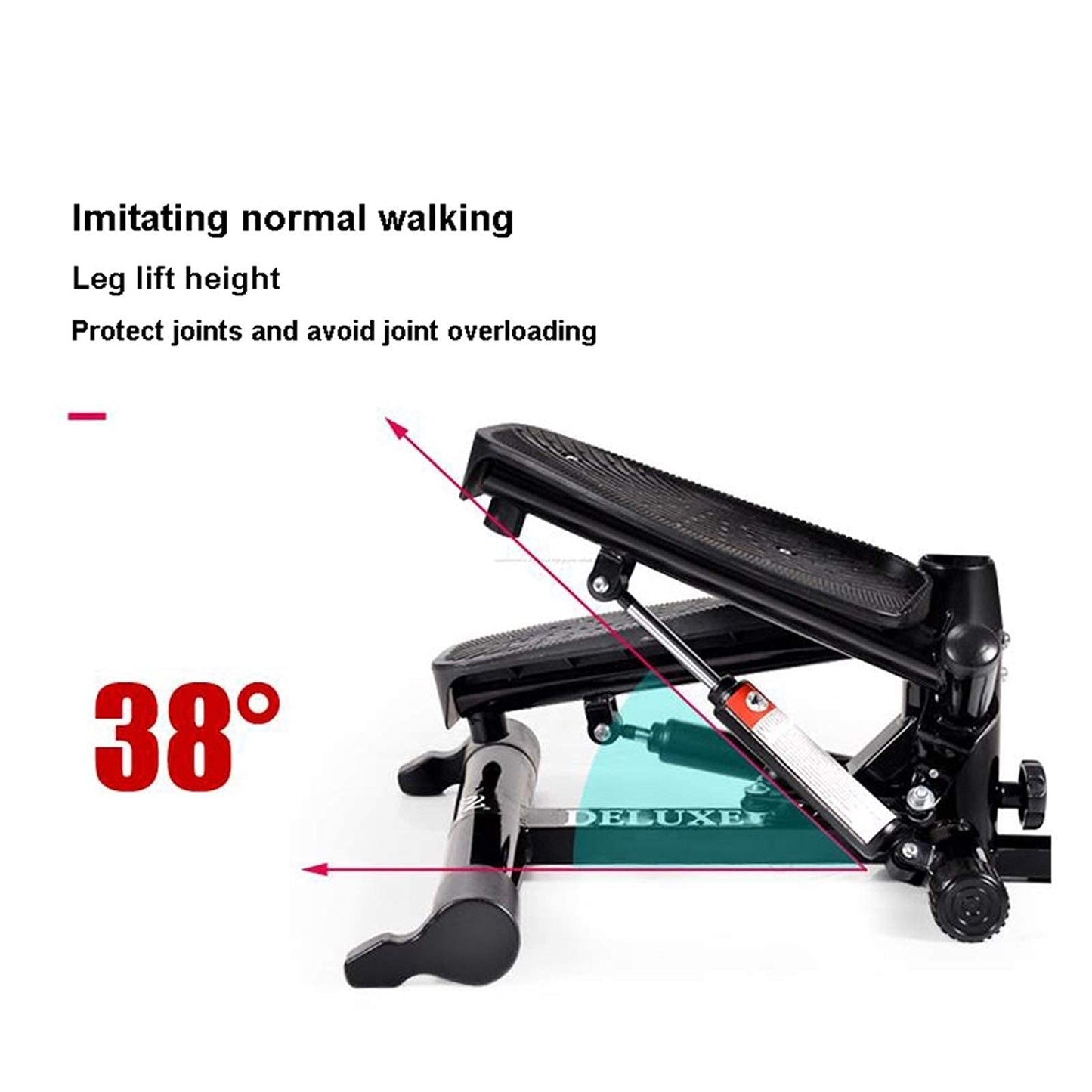 Mini-Stepper Swing Stepper Twist Stepper Stair Step Machiner with Dumbbells and Twist Discs Home Weight Loss Climbing Machine Sports Equipment for Women Men Hello (Black)
