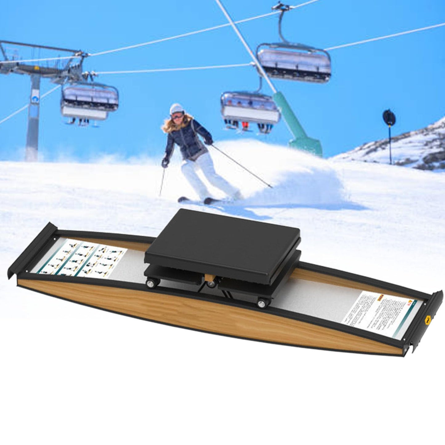 CUTPOIY Ski Training Machine,3D Cross Trainer, Indoor Ski Simulator, Ski Machine with Handrails, Hip Body Balance Exercise Machine,with Adjustable Resistance,for Gym