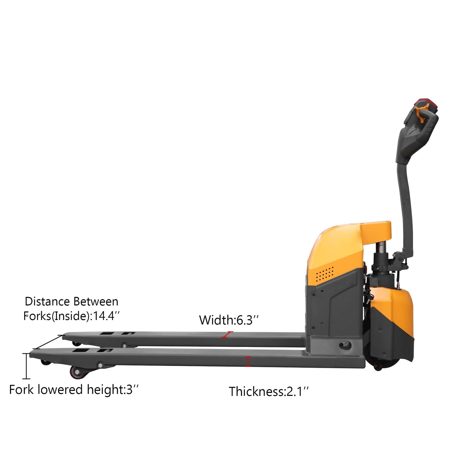 APOLLOLIFT Full Electric Pallet Jack, 4400lbs Capacity 48" x 27" Fork Size Pallet Truck with Emergency Key Switch for Narrow Space