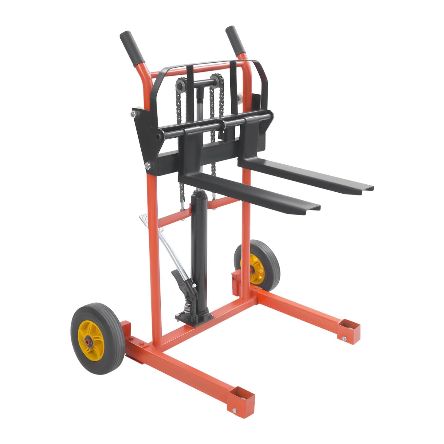 CUBELLIN Hydraulic Material Fork Lift 36" Max Lift Height Material Lift Winch Stacker with 9" Casters Pallet Truck Dolly Hydraulic Pallet Lift Table for Warehouse, Workshop (577LBS)