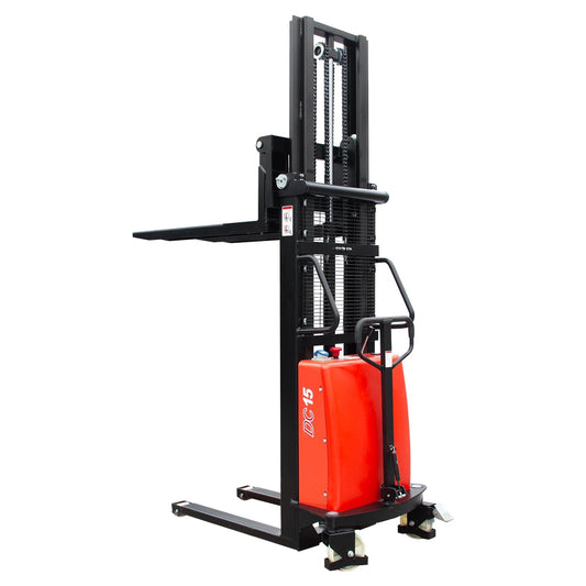 Fworkleft Semi-Electric Pallet Stacker, 3300 lbs Capacity, Lithium Battery Powered Walkie Stacker with 98" Lift Height, Electric Drive & Manual Lift for Warehouse & Shop