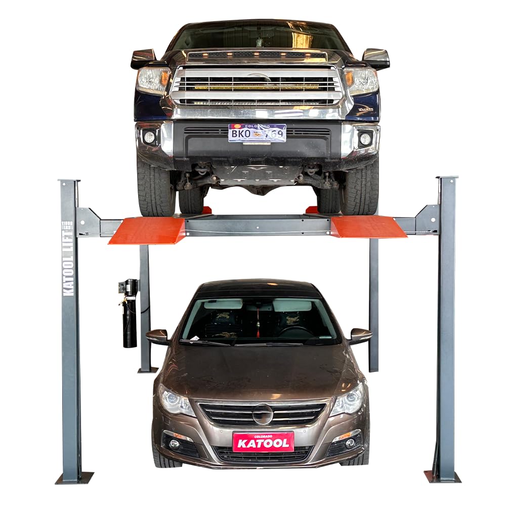 KATOOL 3.0HP 11000Lbs 4 Post Lift 4 Post Parking Service Storage Lift Lifting Height 84 Inch Extra Tall Extra Long Extra Wide 110v Four Post Parking Lift 4-Post Auto Lift Garage Lift Storage