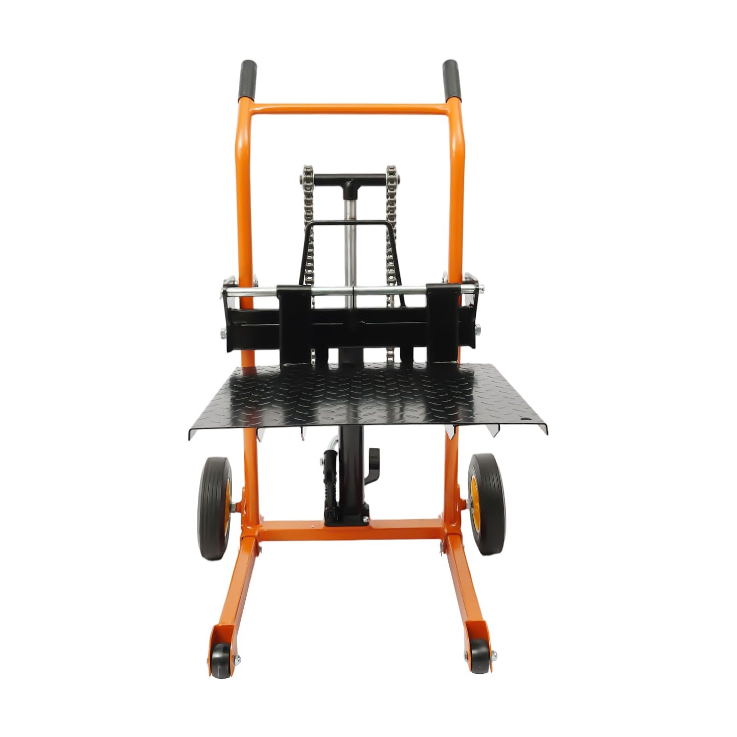 Hydraulic Material Lift Winch Stacker, Pallet Truck Dolly, Adjustable Stacker Fork Lift, 450 Lbs 36" Max Lift with 9" Casters & Straps, Removable Lifting Platform for Warehouse Factory Workshop