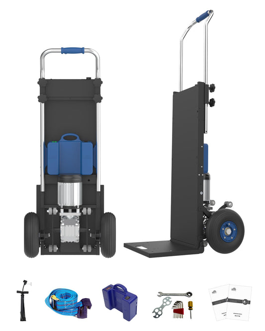XSTO ZW4250 Electric Dolly Stair Climbing Cart, 1500W Powered Stair Climber Hand Truck Trolly, 550lbs Load Capacity Motorized Stair Climbing Dolly for Moving Heavy Cargoes on Stairs