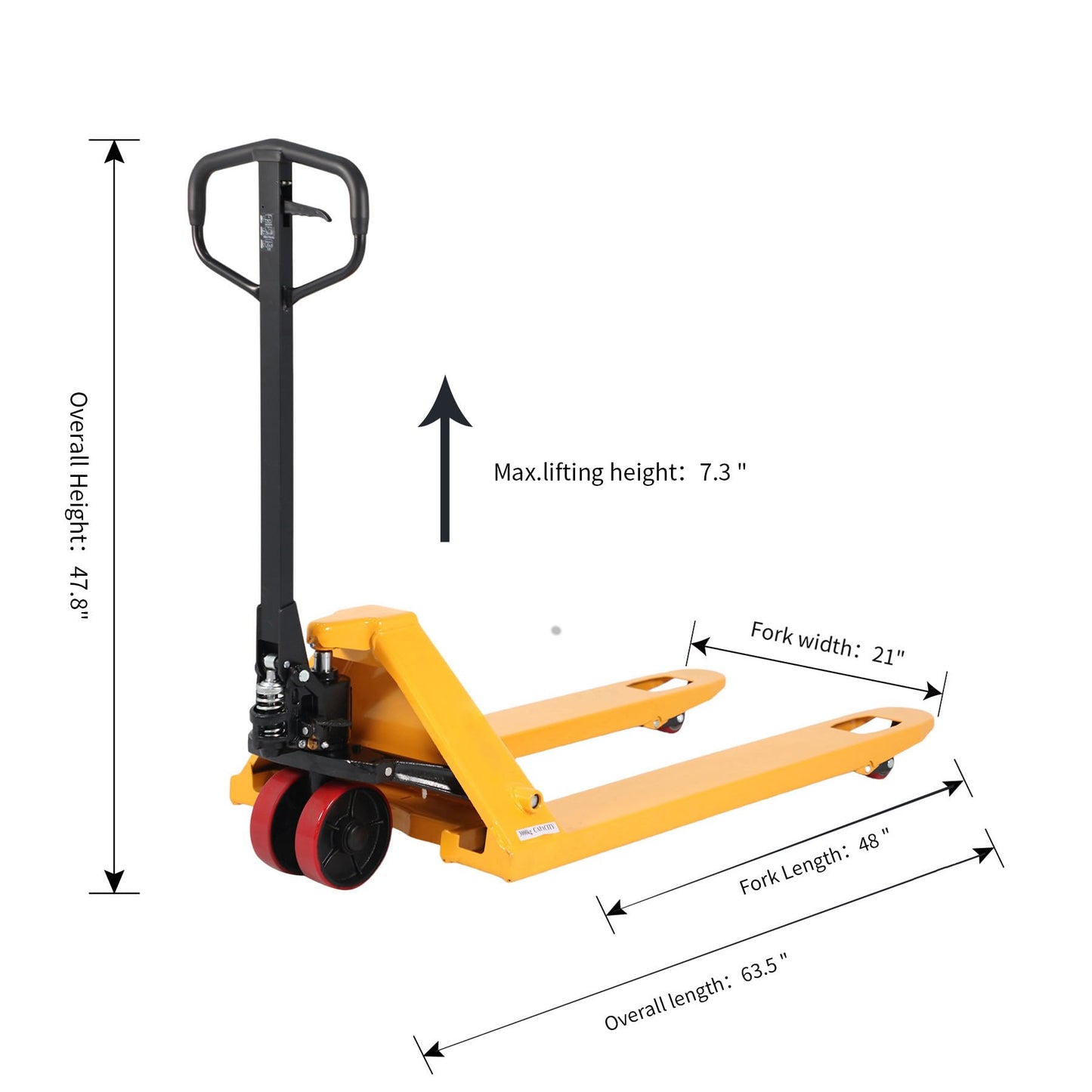 APOLLOLIFT Pallet Jack Truck, 5500lbs Capacity 21" W x 48" L Forks Manual Standard Duty Pallet Truck for Industrial Use-PU Wheel for Warehouse