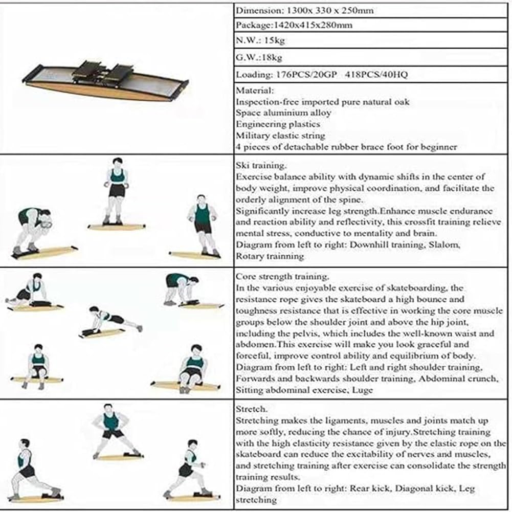 Ski Trainer Machine, Aerobic Ski Machine Exercise Equipment, Indoor Ski Simulator Fitness Skiing Machine, Body Balance Workout Machine for Muscle, Adjustment Resistance, for Gym, Waist