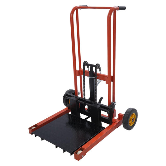 Pattosaey Material Lift Winch Stacker, 450lbs Capacity Material Pallet Truck Dolly, 36” Max Lifting Height Adjustable Manual Winch Stacker with 9" Caster & Removable Flat Bed