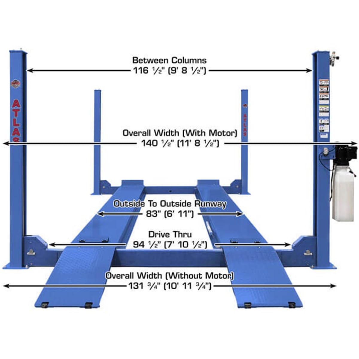 Atlas® Apex 14 ALI Certified Commercial Grade 14,000 Lb. Capacity 4 Post Car Lift