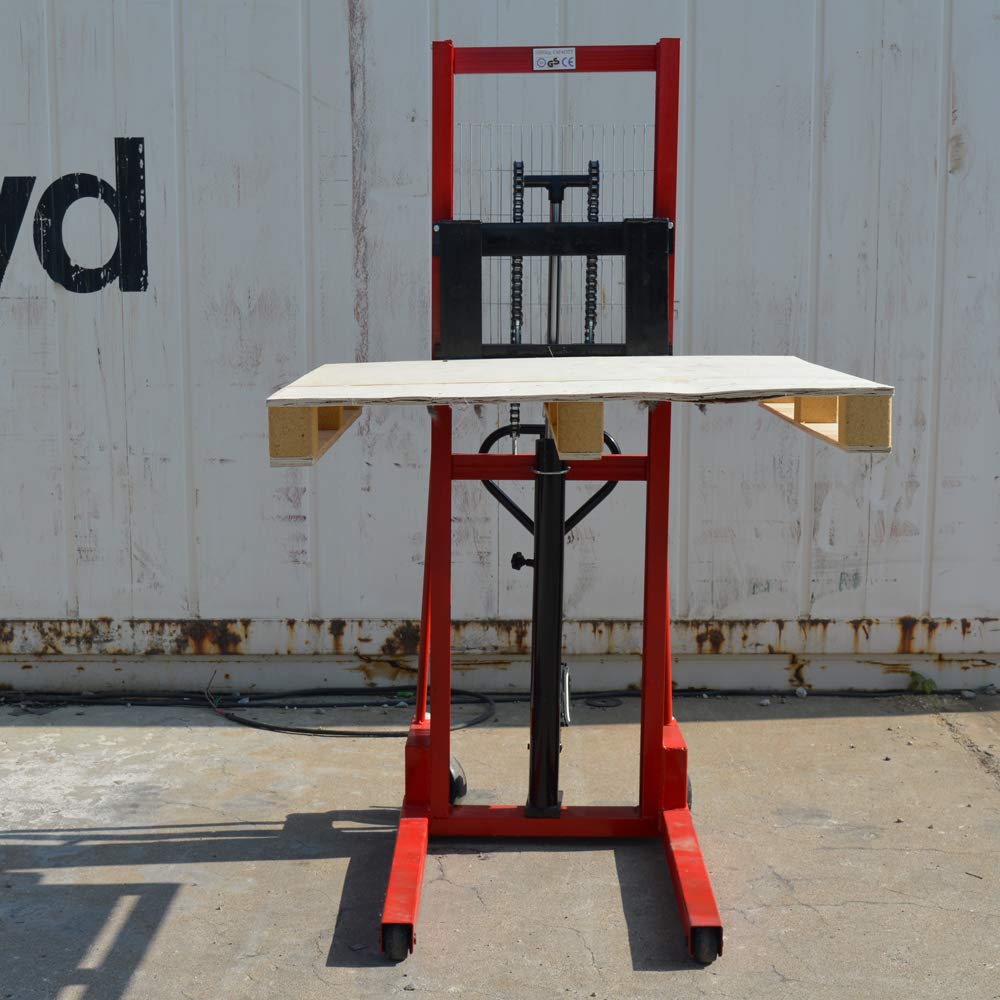 INTSUPERMAI Manual Pallet Stacker Hand Pallet Forklift 2200 lbs/1 Ton Capacity 63inch Lift Height Adjustable Forks Width Manual Hydraulic Pump Lift Truck Hand Pump Stacker