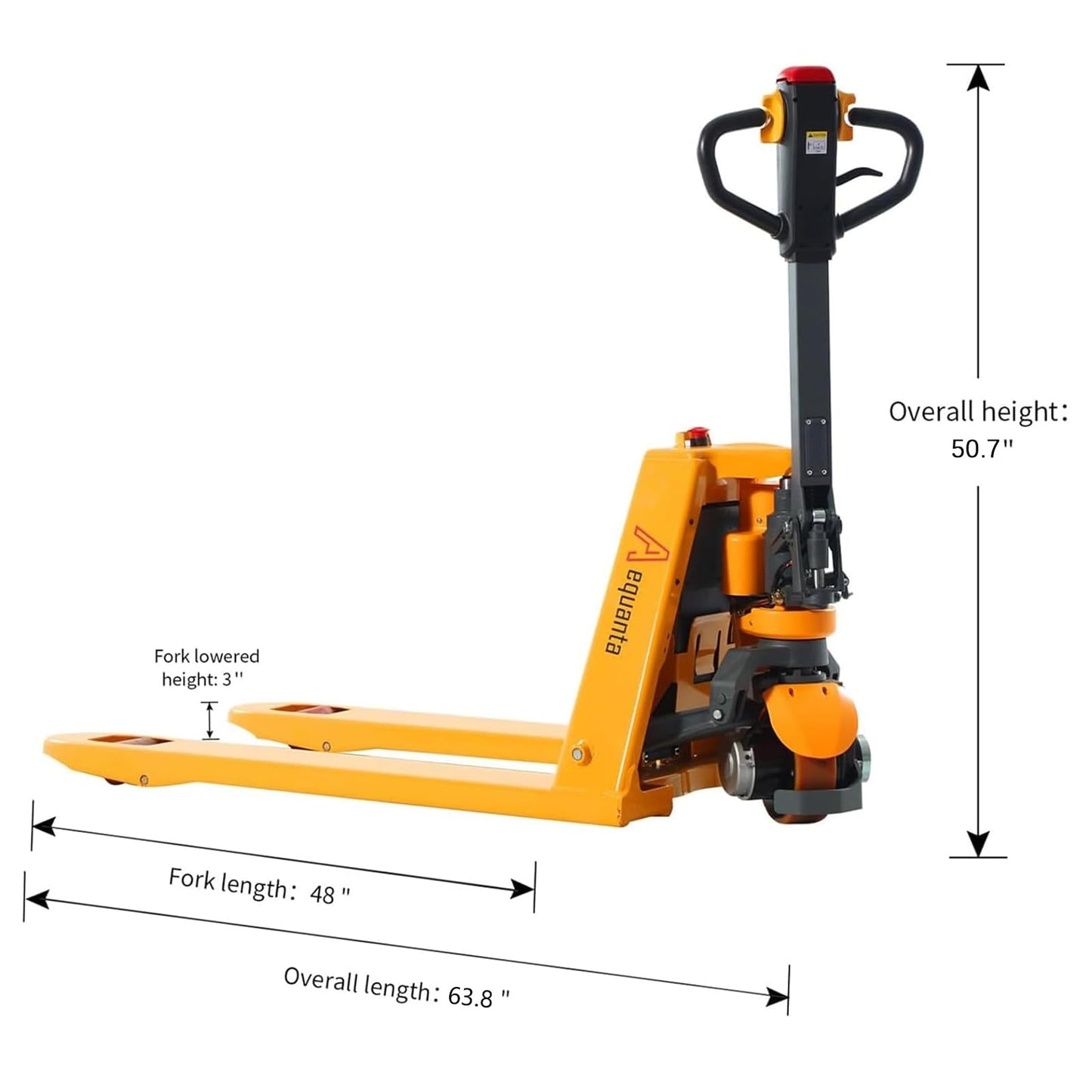 Aequanta Pallet Jack 3300lbs Capacity Electric Pallet Truck Lithium Battery Jack 48''x27'' Fork and Manual Pallet Stacker Lifts with Adjustable Forks 1100lbs Capacity 63" Lifting Height
