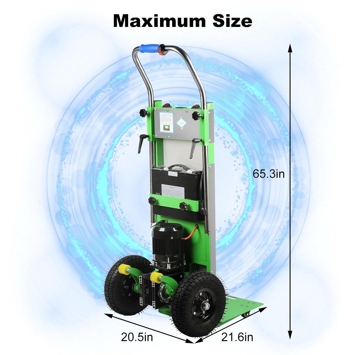 WMWZPYH Powered Stair Climber Cart, Electric Stair Climbing Dolly for Moving Furniture Logistics Warehouse, 881LB Capacity Heavy Duty Hand Trucks with Rubber Tires and Telescoping Handle(Green)