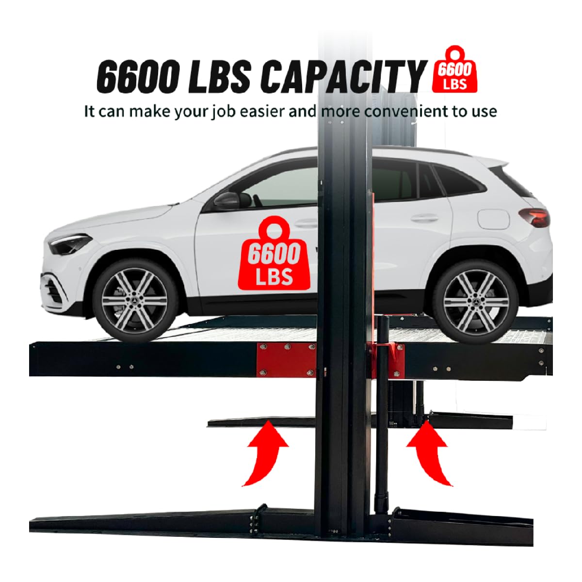 KATRAX KT-P2700 6600lbs (3000kg) 83 Inch Double Deck 2 Post Auto Lift Smart Parking Lift System Two Post Car Lift