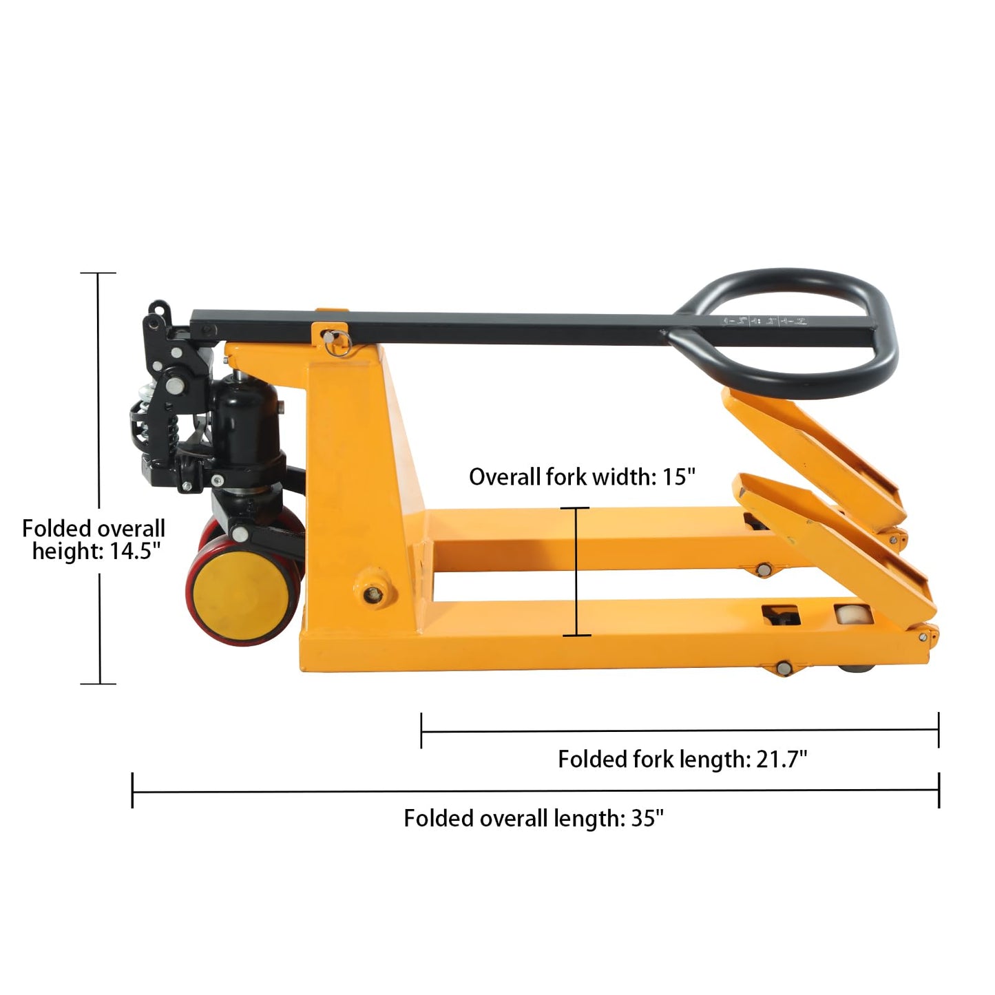 Tory Carrier Mini Hand Pallet Jack Truck, 2200 Lbs Capacity, 31.5" Lx15 W Fork Size Narrow Pallet Jack, Small Size Manual Pallet Trucks with Foldable Forks and Handle