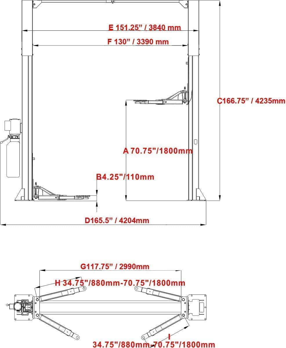 KATOOL 12000lbs Two Post Lift Auto Lift 2-Post Lift Car Lift Auto Lift 2 Post Lift Truck Clear Floor Hoist (12000)