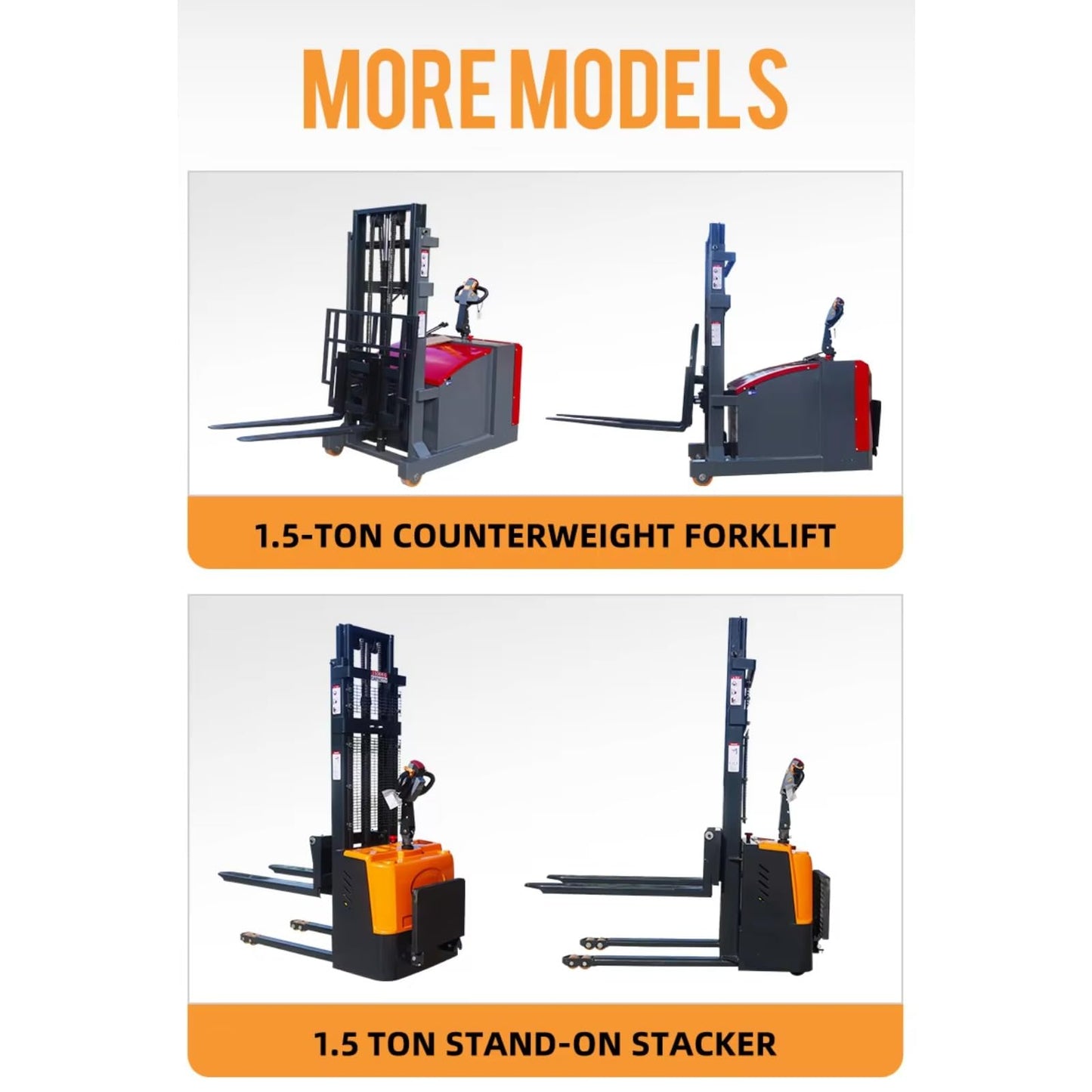 Compact Electric Pallet Stacker – 1.5 Ton Heavy Duty Powered Forklift for Warehouse & Industrial Material Handling – Ideal for Stacking & Lifting in Tight Spaces