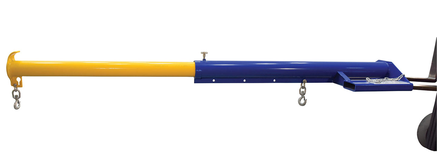 Vestil LM-EBT-6-24 Steel Economy Telescoping Lift Boom 24 In. Fork Pocket Center 6,000 Lb. Capacity Blue and Yellow