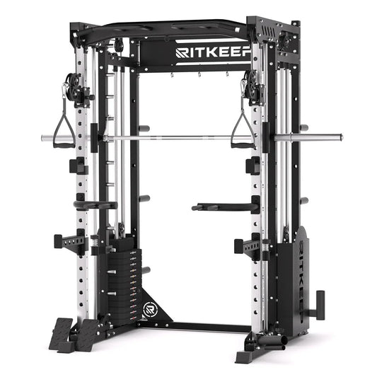 Home Gym Smith Machine with 320lb Weight Stacks – 6-in-1 Power Rack, Crossover, Pull-Up & Dip Station, Full Body Strength Training – RitKeep PMAX-5600 Pro (Black(320LB)-2026 Version)