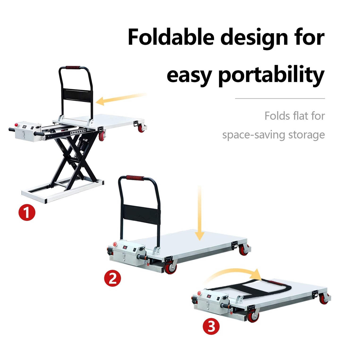 Electric Lift Table Cart, 1100lbs Heavy Duty Hydraulic Scissor Lift with Slide Rails, Battery Powered Loading Platform for Pickup Truck Tailgate, Garage & Warehouse, No Assembly