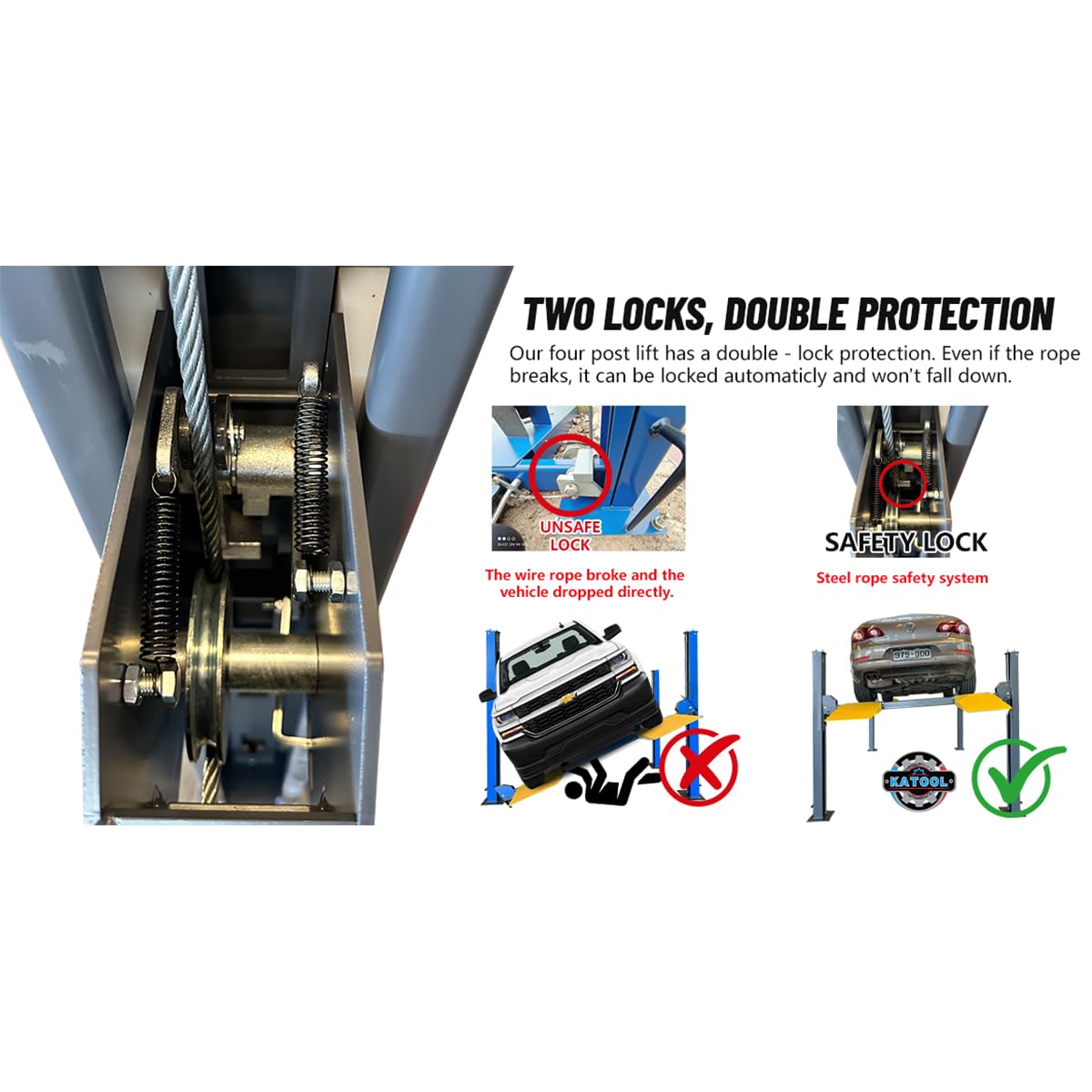 ‎KT-4H850 3.0HP Four Post Lift Car Truck Parking Hoist with Casters 8500Lbs Lifting Capacity Portable Storage Service Home Parking Lift