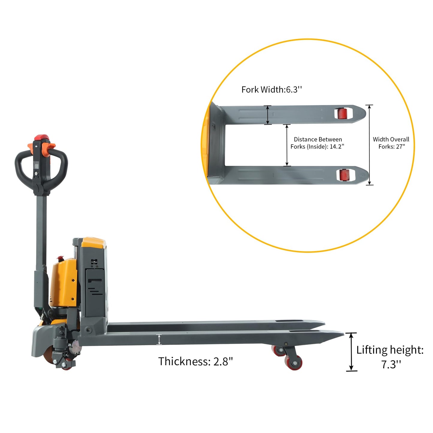 Tory Carrier Electric Pallet Jack 2 Pieces, 3300lb Cap. 48 x 27 Forks, Lithium Battery Motorized Trucks Lift for Material Handling