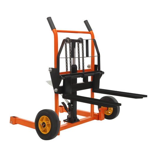 Hydraulic Material Lift Winch Stacker Lift Table Cart Adjustable Pallet Truck Dolly 441 lbs Max Lift Height 6-40cm Yellow