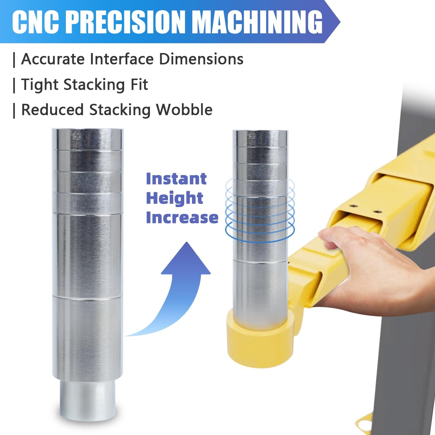 CreatAuto 24pcs 60mm Car Lift Adapter Kit, 2/2.5/3/3.5/4/4.5/5/5.5/6 Inch 9 in 1 Extension Stack Truck Adapter Kit, Fit for Most 2-Post Car Lift Bridge Jack Support, Fit for Challenger 2-Post Lift