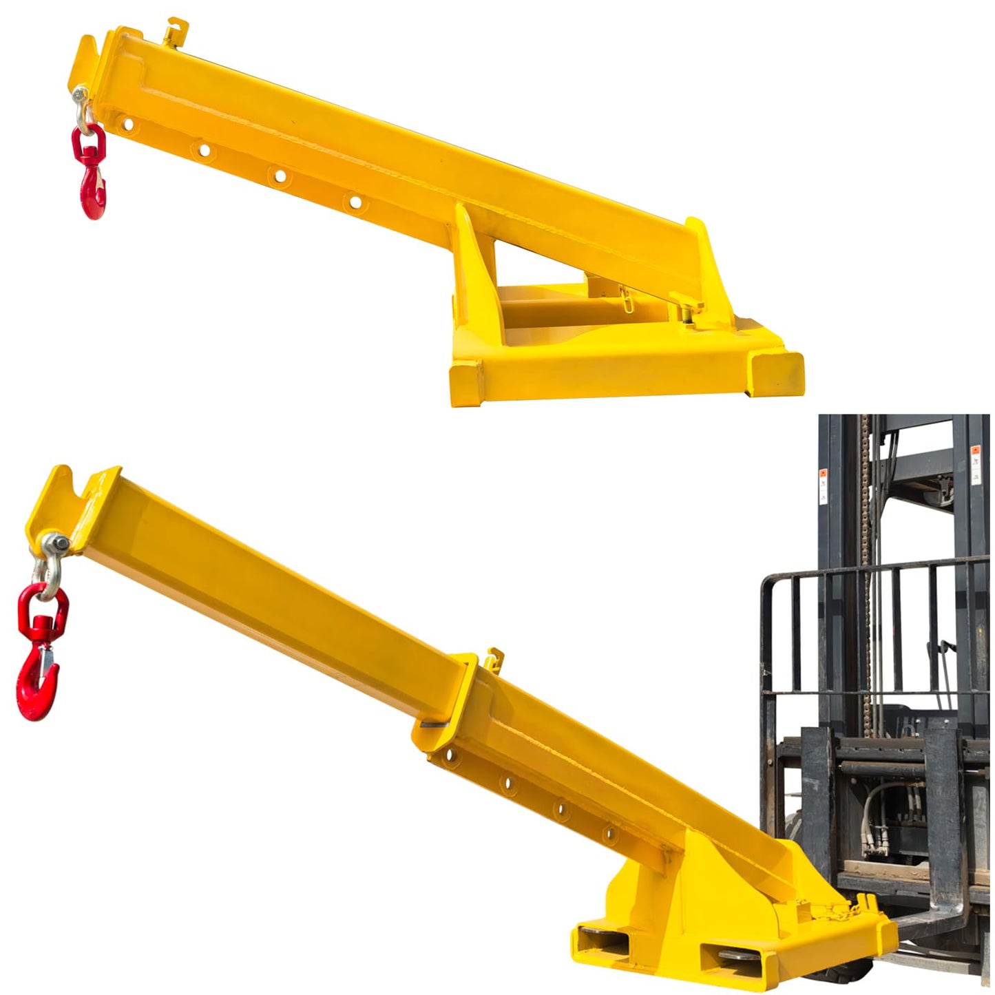 TECHTONGDA 8800LB/4T Capacity Forklift Jib Boom Crane, Manual Telescoping Boom Extends Up to 94.5 Inch, Mobile Crane Lifting Hoist, Telescopic Forklift Hoisting Attachment for Warehouse, Factories