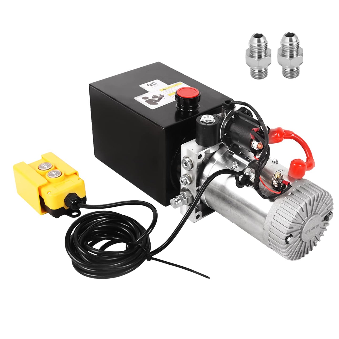 Doppy 4 Quart Hydraulic Power Unit, Single Acting Dump Trailer Pump Hydraulic Pump Metal Reservoir 3200 PSI 12V DC Hydraulic Power Pump Unit for Dump Trailer Car Lifting Platforms