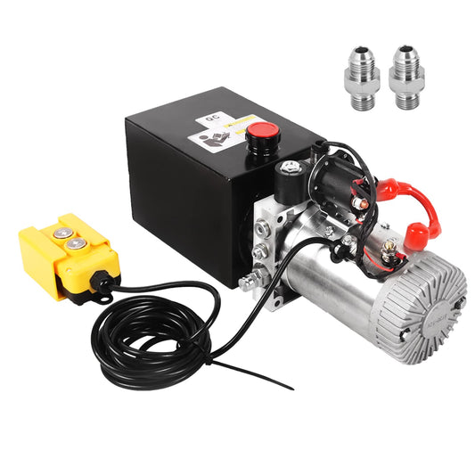 Doppy 4 Quart Hydraulic Power Unit, Single Acting Dump Trailer Pump Hydraulic Pump Metal Reservoir 3200 PSI 12V DC Hydraulic Power Pump Unit for Dump Trailer Car Lifting Platforms