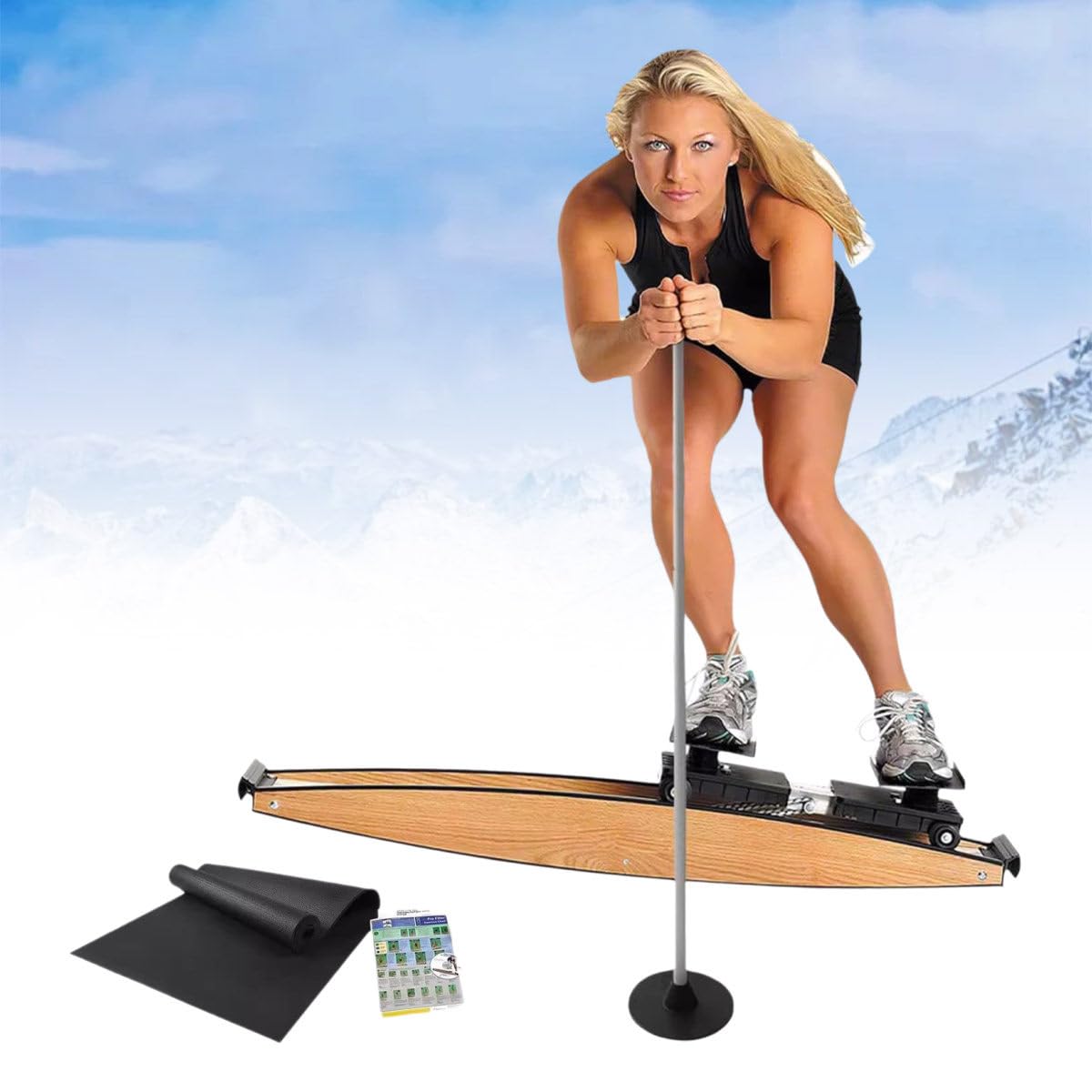 Ski Simulator Training Machine, Leg Training Ski Simulator, Indoor Simulated Ski Machine, Fixed Base, Improve Body Balance, Multiple Training Modes, for Waist, Abdomen and Leg Training