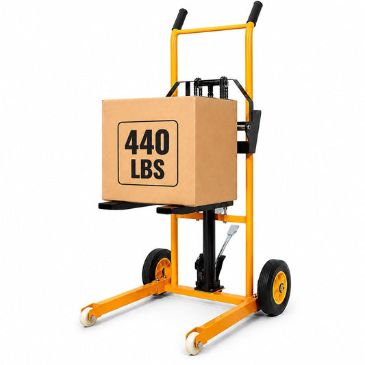 Hydraulic Material Lift Stacker, 440lbs Hydraulic Fork Lift, 35.5" Lift Height, Manual Forklift with Adjustable Forks, Manual Pallet Stacker Lift Dolly with Swivel Casters for Supermarket, Warehouse