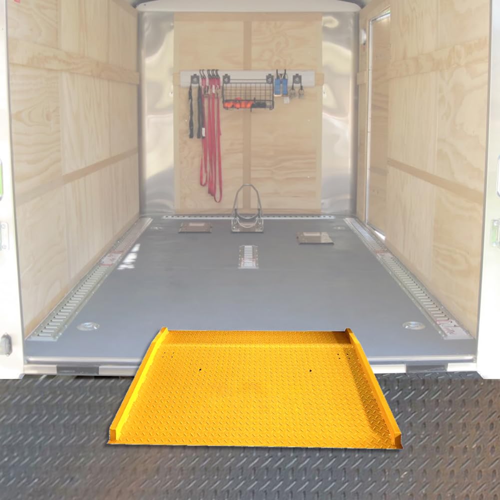 DMC-FPPS 60'' x 60'' Steel Dock Boards with Handles & Side Curbs - 13,000lbs Loading Capacity - Height Differential up to 5" - Forklift Compatible Heavy Duty Cargo Dock Board