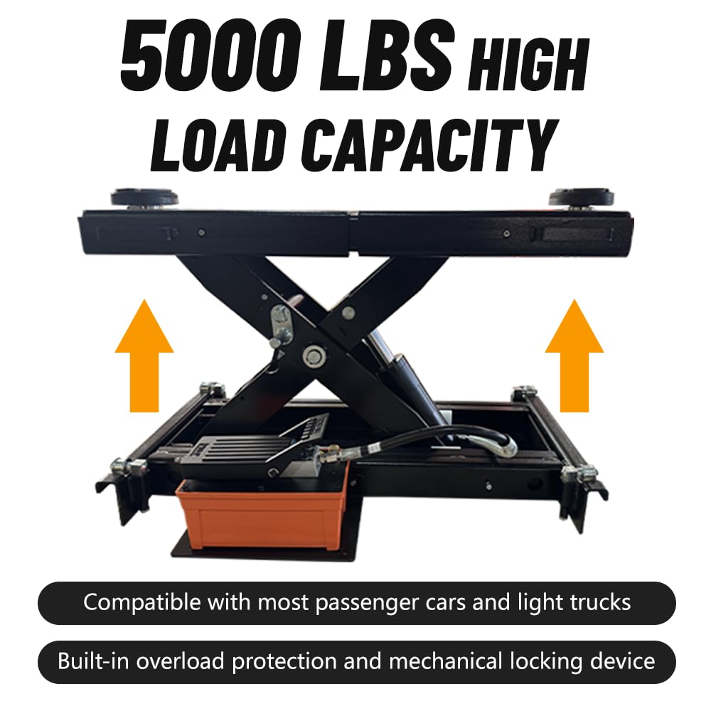 Rolling Jack Bridge Jack for KT-4H110/4H850 Four Post Lifts with 5000Lbs Lifting Capacity (Black)