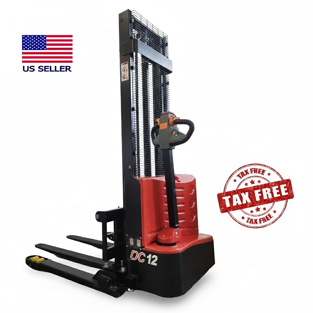 Electric Pallet Stacker, 2600 lbs Capacity, 118" Lifting Height. Lithium ion 24V / 60 Ah