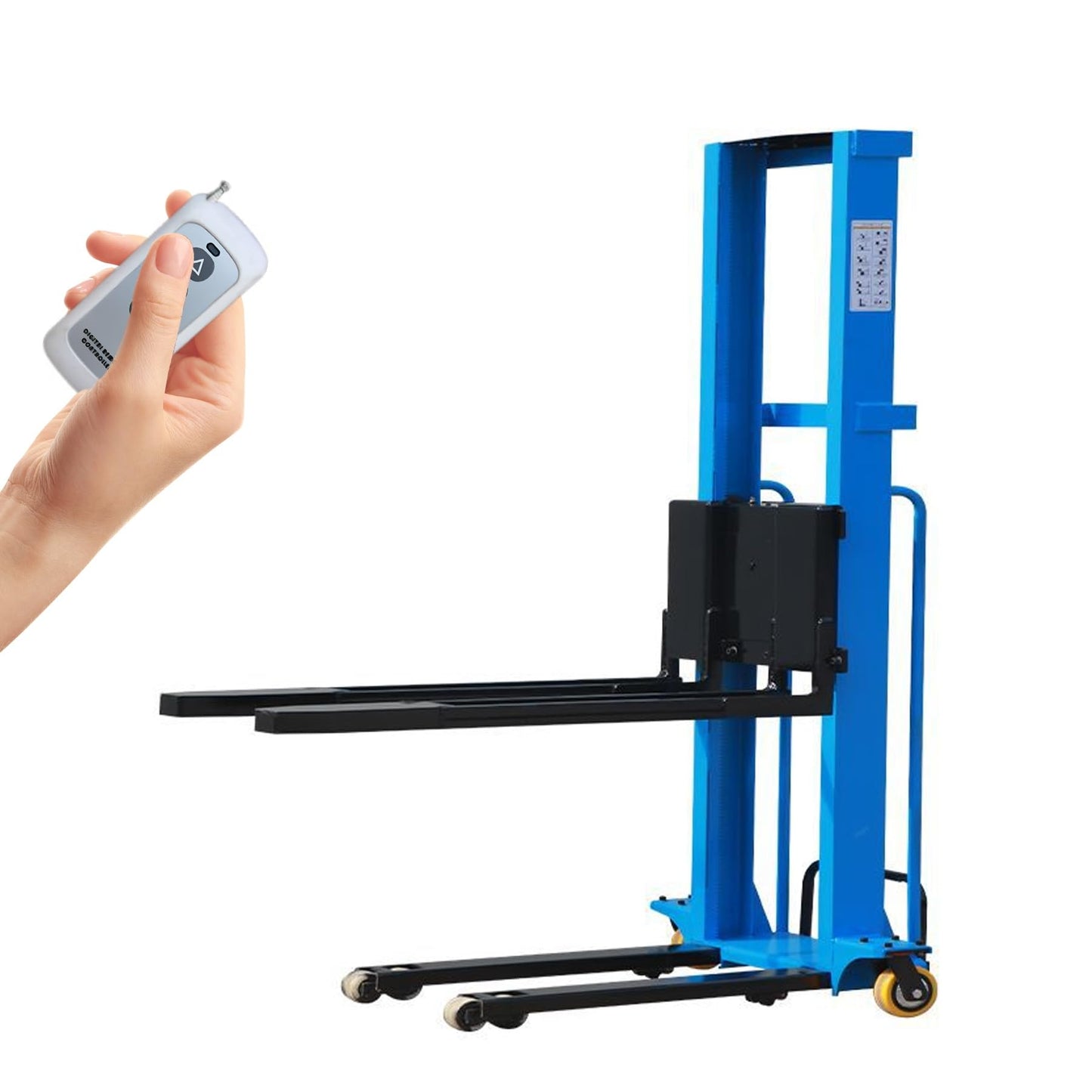Electric Pallet Stacker with Hydraulic Lift, 1100 lb Capacity, 6.56ft Height, Portable Forklift for Warehouse & Workshop