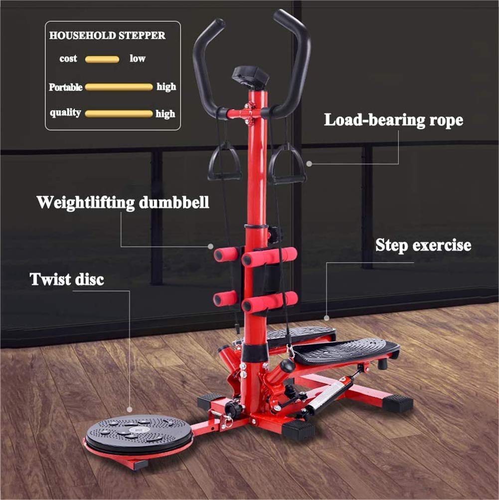 Multifunktions Indoor Stair Stepper,Adjustable Climbing Machine Quiet Fitness Exercise Machine,Folding Pedal Exerciser with Armrests