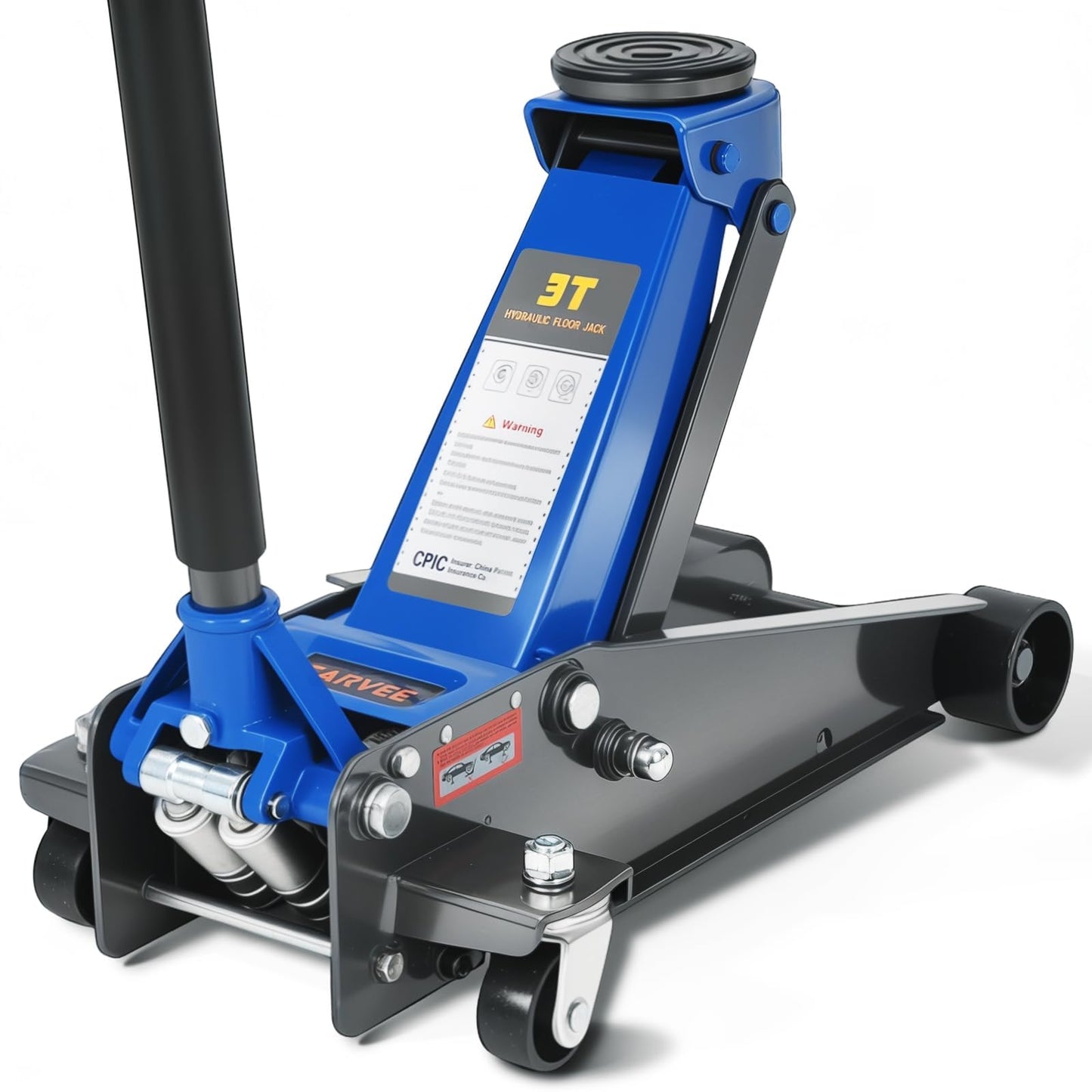 Patikuin 3 Ton Heavy Duty Low Profile Hydraulic Racing Floor Jack - Dual Piston Quick Lift Pump - Robust Aluminum & Steel Build - 2.95–15.35 Inch Lifting Range for Car, SUV, Truck, Garage - Blue +