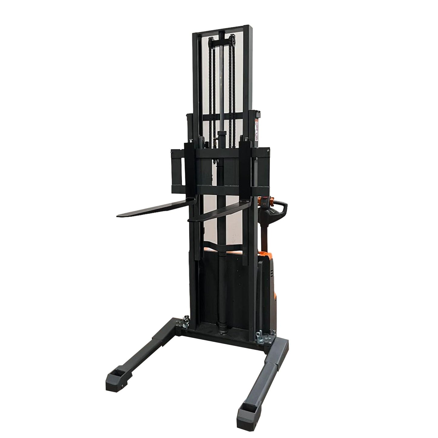 Tory Carrier Full Electric Walkie Pallet Stackers with Straddle Legs, 2640lbs Capacity Material Lifts with Adjusatble Forks, 118" Lifting Height