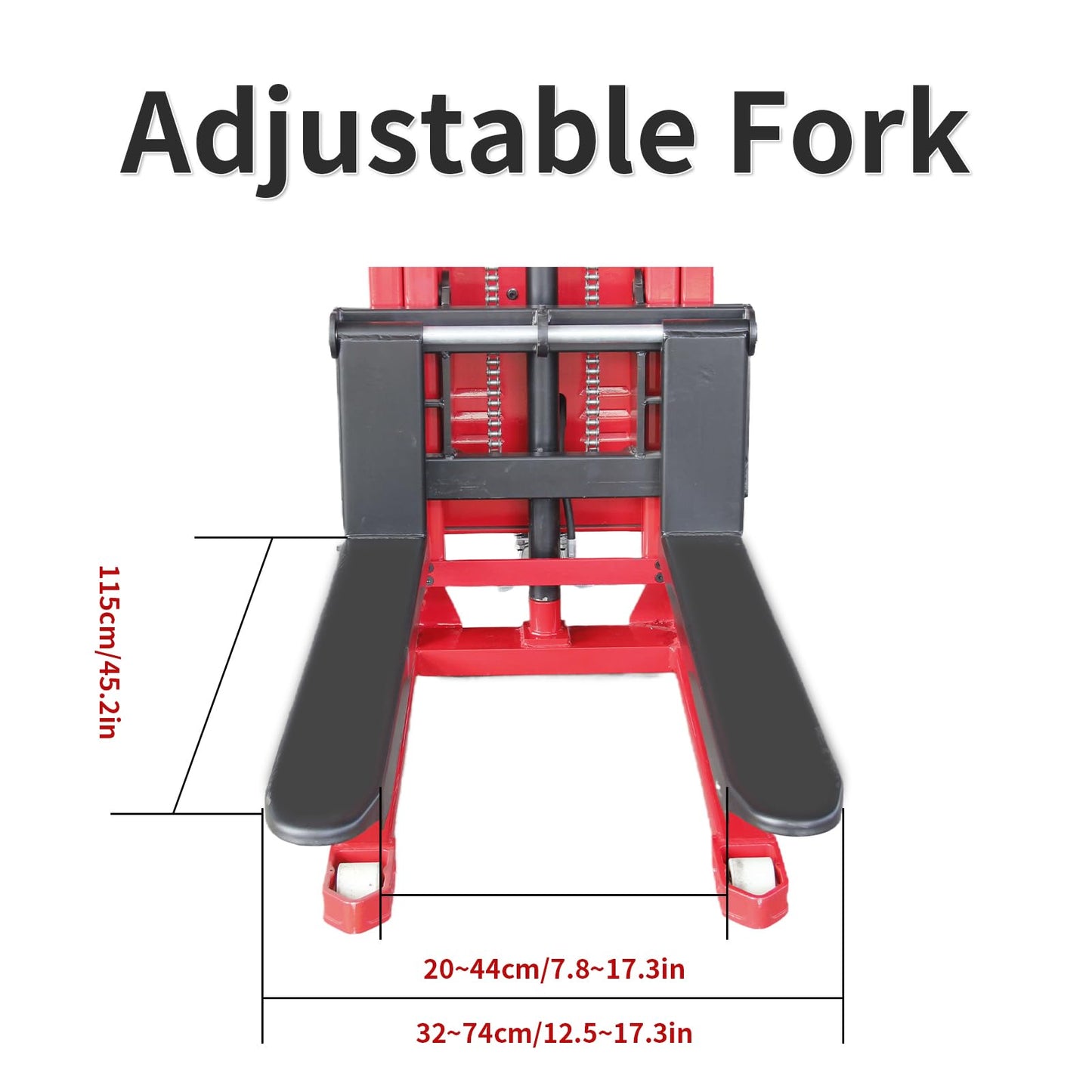 Electric Stacker 3300Lbs Capacity Pallet Forklift, 118in Max Lifting Height Material Lifter with Adjustable Forks for Warehouse