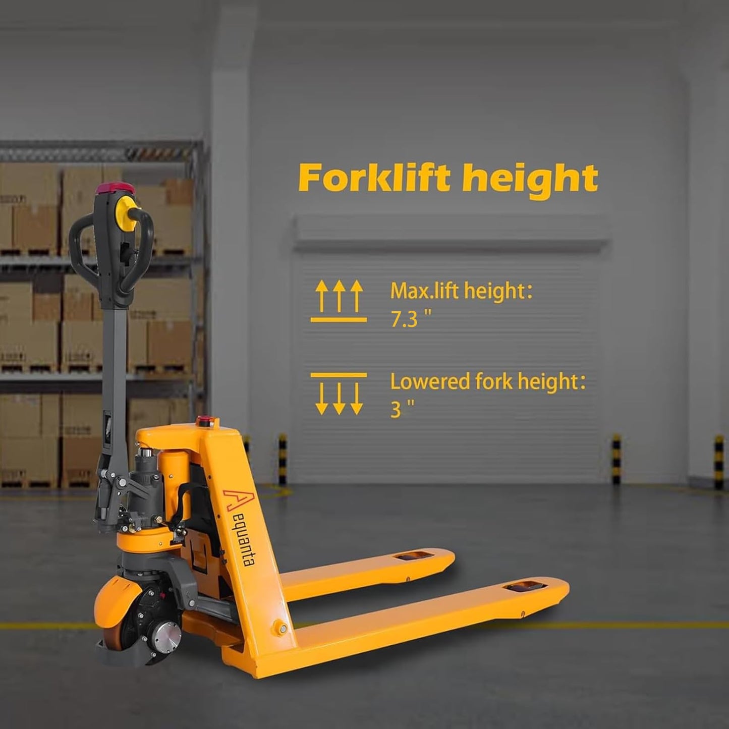 Aequanta Pallet Jack 3300lbs Capacity Electric Pallet Truck Lithium Battery Jack 48''x27'' Fork and Manual Pallet Stacker Lifts with Adjustable Forks 1100lbs Capacity 63" Lifting Height