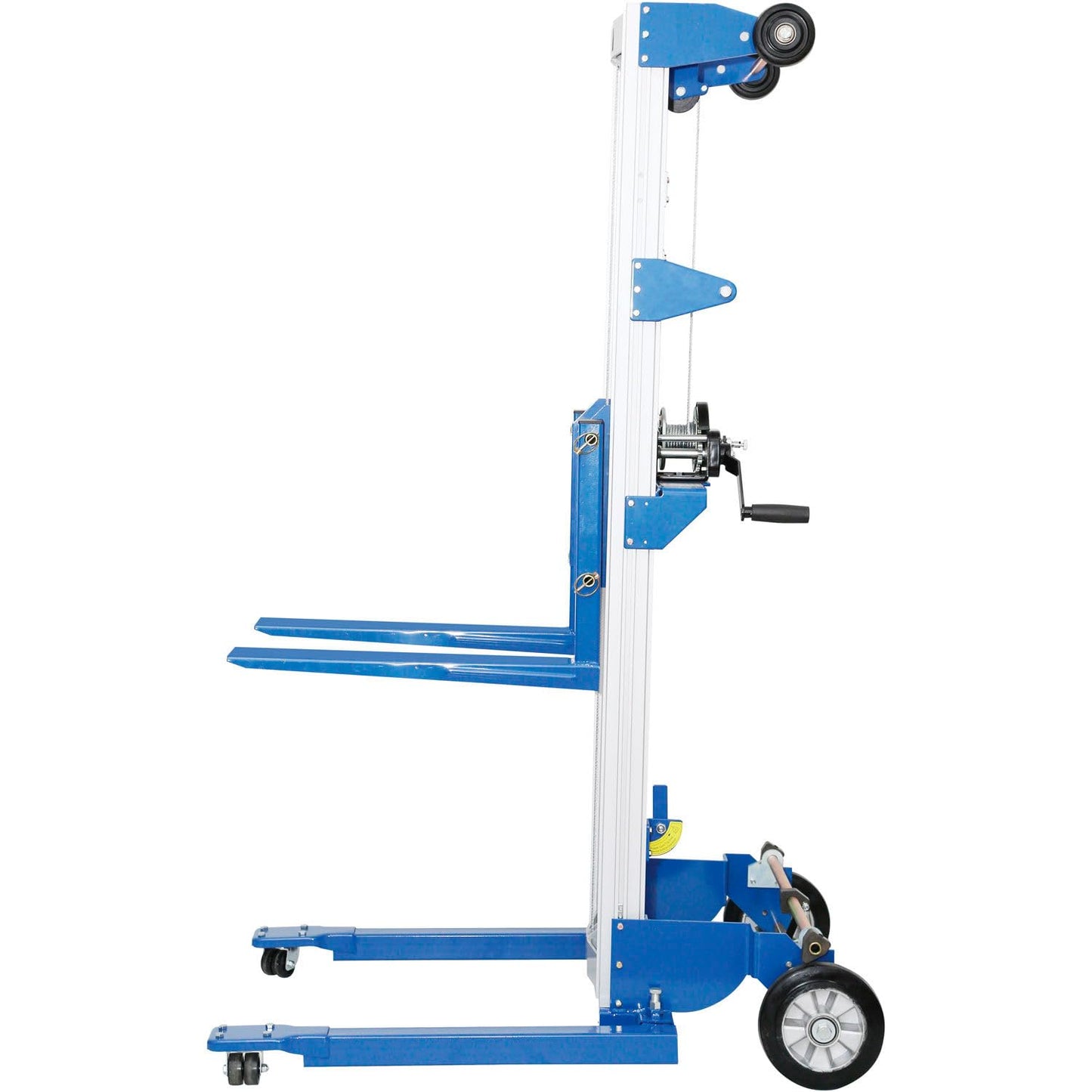 Global Industrial Lightweight Hand Operated Lift Truck with Straddle Legs, 400 Lb. Capacity, 120" Lift Height, for Lifting & Moving Pallets Boxes Bins and More