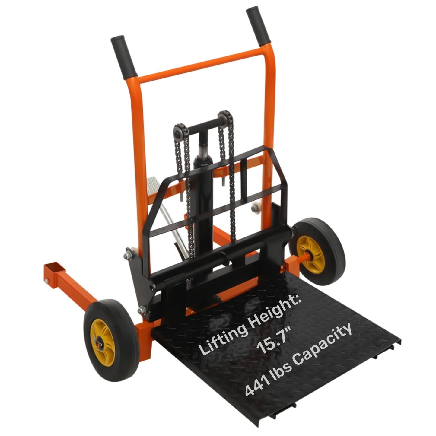 ZERNEIL Material Lift Winch Stacker, Manual Pallet Truck Dolly 441 lbs Capacity with 9in Rubber Casters, 2.36-15.7 in Lifting Height, Hydraulic Adjustable Lift Stacker