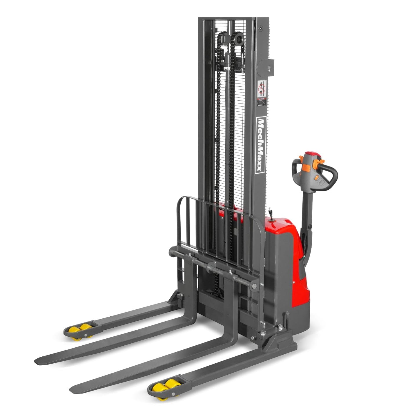 MechMaxx 2640lbs Lithium-ion Electric Straddle Stacker, 118" Lift, Adjustable Legs & Forks, Model F26-118S