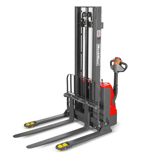 MechMaxx 2640lbs Lithium-ion Electric Straddle Stacker, 118" Lift, Adjustable Legs & Forks, Model F26-118S