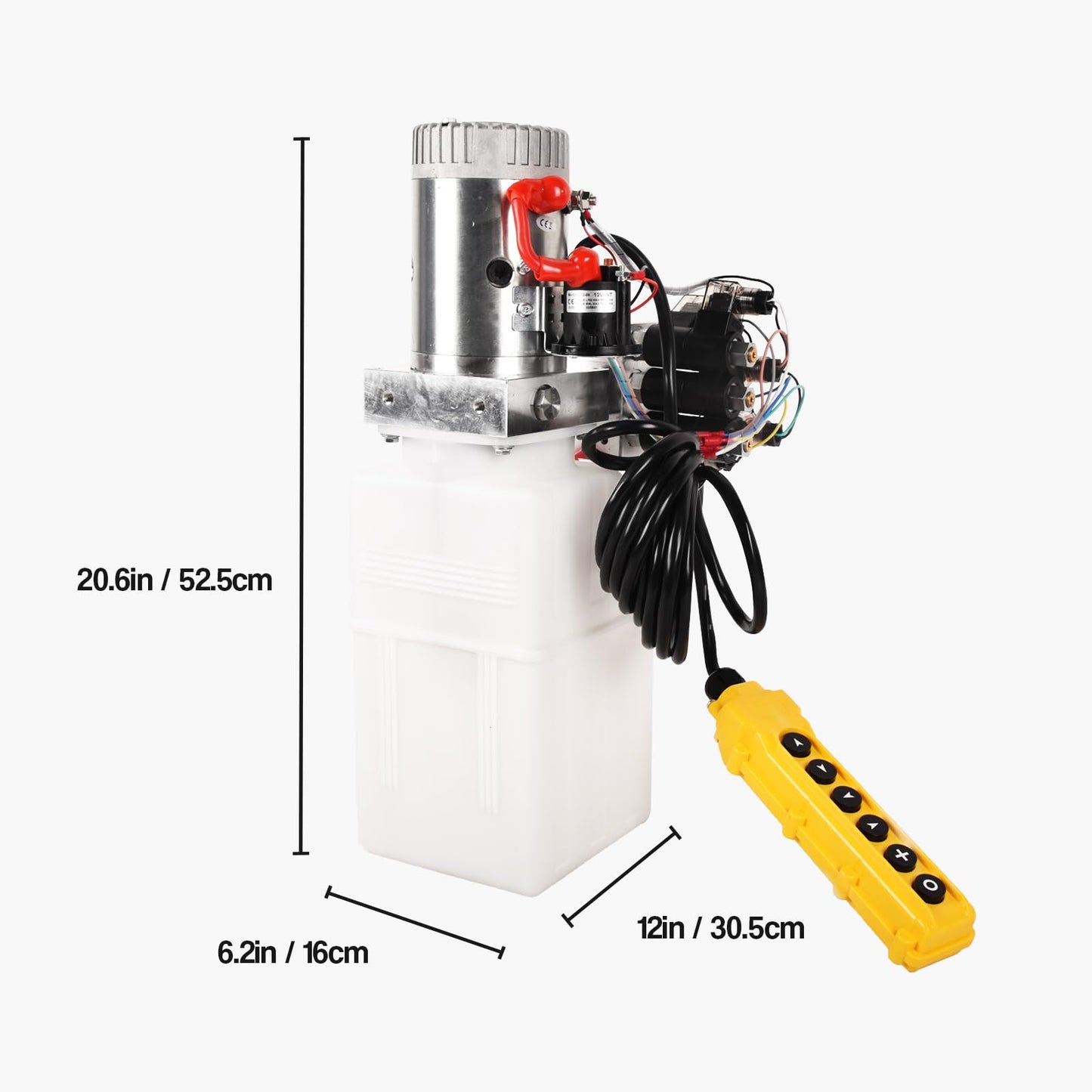 Doppy 6 Quart Hydraulic Power Unit,Double Acting Hydraulic Pump, 3200 PSI 12V DC Plastic Reservoir Hydraulic Pump Unit for Dump Trailer Car Lifting Platforms