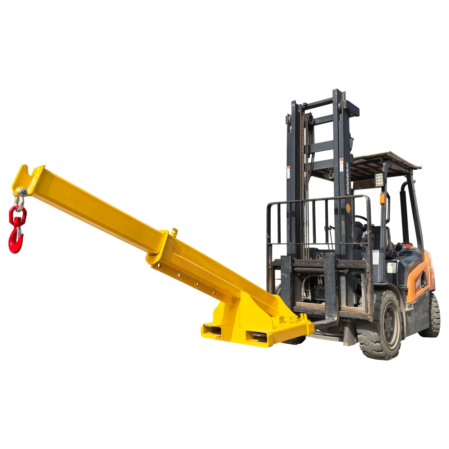 Yokoma Forklift Jib Boom Crane 8818lb Capacity Adjustable Mobile Crane Lifting Hook Hoist Pivoting Truss Jib Boom Extends 94.5in Industrial Telescopic Lift Attachments for Construction Warehouse