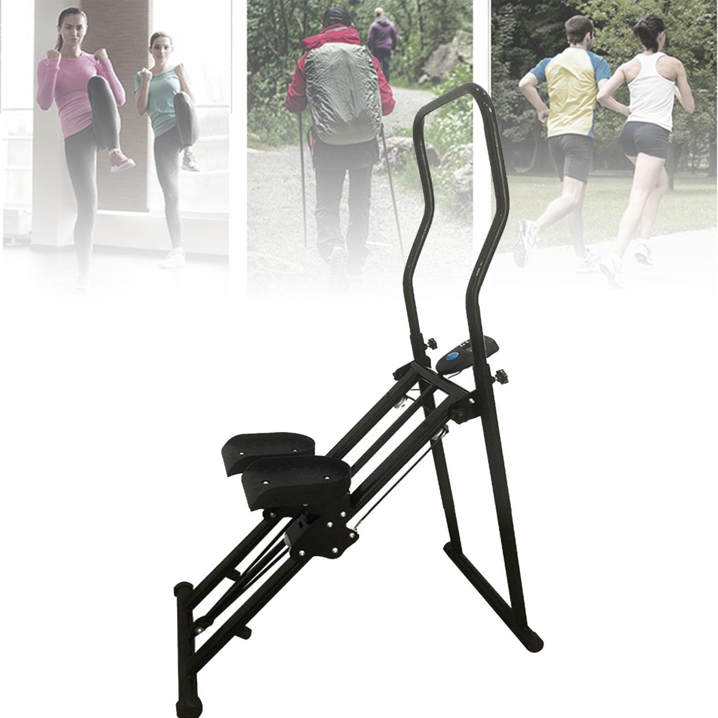 Home Stair Stepper with Handlebar, Folding Climber Workout Machine for Full-Body Workout, Portable Vertical Climber with Extended Step Range and Adjustable Height